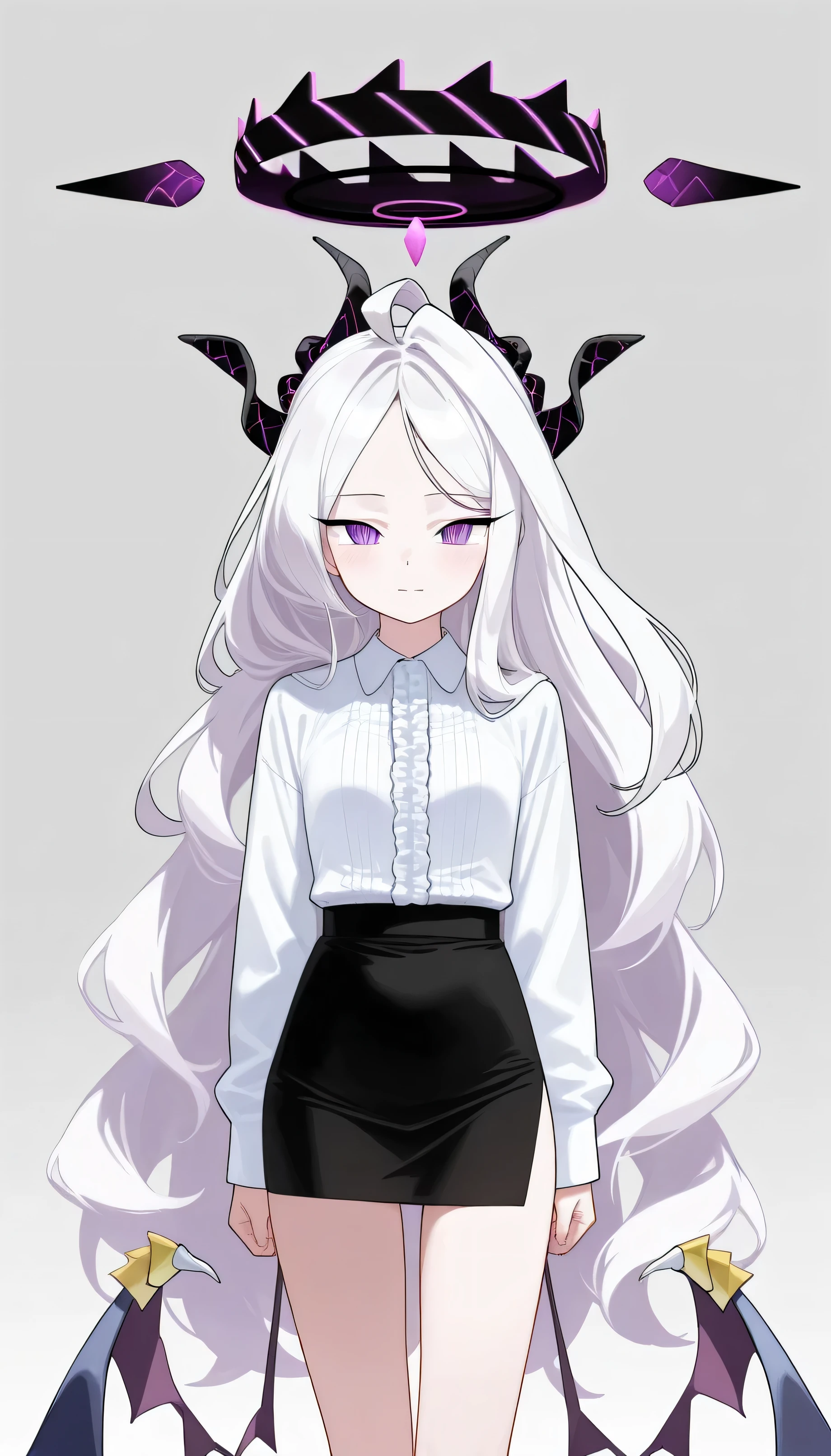 ( masterpiece, best quality , high quality , high resolution , very good), å¼ ç½ è²æ, older, å¼ ç½ è²æ, blue archive,Hina, Eye details are complicated,Standing, alone, grey background。
