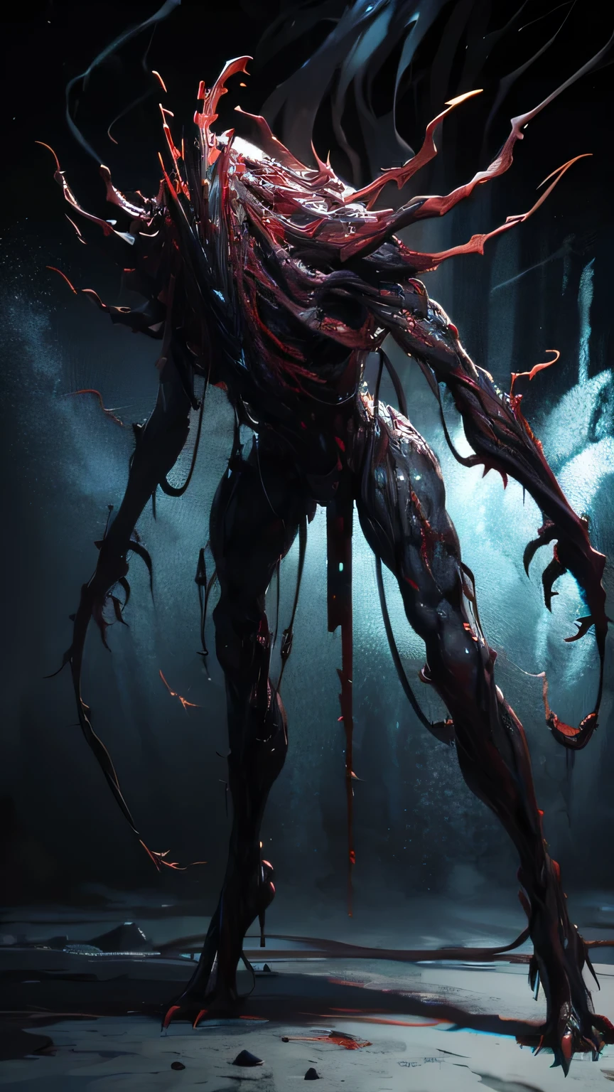 a corrupted humanoid monster, skin armor, mutated beast, glowing eyes, sharp claws, menacing presence, twisted limbs, unnatural anatomy, distorted features, unsettling aura, (best quality,4k,8k,highres,masterpiece:1.2),ultra-detailed,(realistic,photorealistic,photo-realistic:1.37),dark fantasy,horror,gritty,cinematic lighting,moody atmosphere