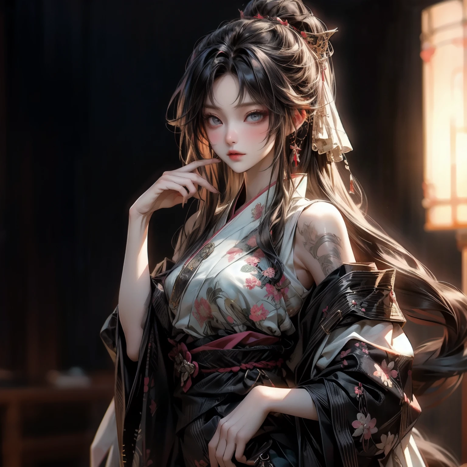 ((best qualtiy)), ((tmasterpiece)), (the detail:1.4), 3D,hdr（HighDynamicRange）,Contre-Jour，War-damaged maiden，A maiden in a lace robe，She is full of martial arts elements。Her expression was seductive，There seemed to be endless lust in his eyes，The different degrees of scars and cuts all over the body make people feel awe。maximum definition and sharpness、8K raw data、