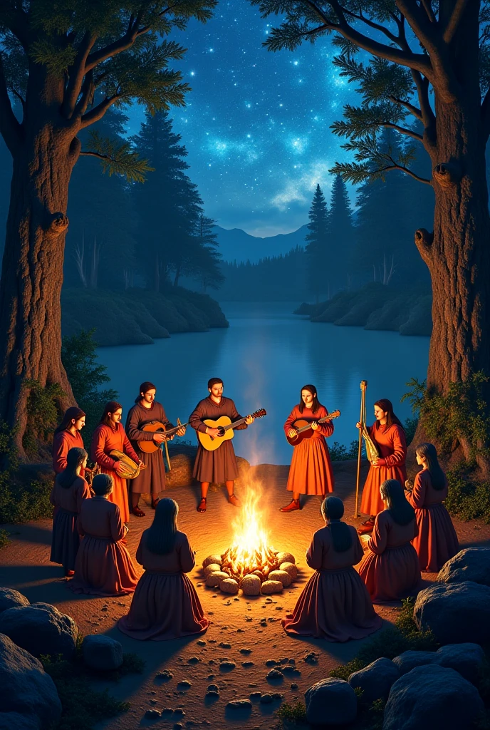 A cozy campfire surrounded by friends, with the warm glow of the flames illuminating the night.,original,Tall and slime man