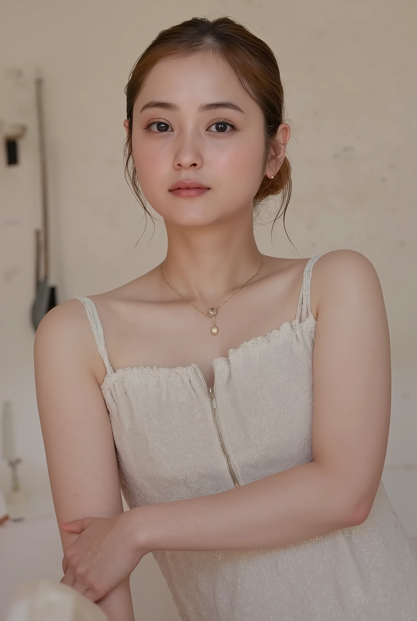 (((nude))), (( Extremely accurate and accurate anatomy :1.0)), (photo is present:1.4), (hyper is present:1.4), (最高品質の is presentな肌の質感:1.4), ( quality improvements:1.4), ( enhance the beauty of skin texture:1.1), Clean, glowing skin, ( is present:1.3), is presentなライティング, ( smoother lighting :1.05), (Improving the quality of cinema lighting:0.9), ray tracing , ( bright light:1.2), 32K,smile、 short hair、Pregnant Woman's Stomach 、((( choker)))、(( garter))、( off shoulder),