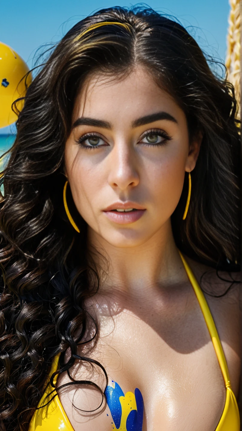Breathtaking cinematic photo of a 18 year old girl with cabelo loiro, olhos verdes sensuais, ((boby completo:1.5)), feliz, sorriso sensual provocante, beautiful full lips, pele com muito detalhe, (a mulher mais bonita do mundo), (cabelo loiro) (long cabelo loiro, cabelo selvagem), nariz muito bonito, corpo perfeito, ((boby completo:1.5)), Curvy Body (very Curvy Body), (big breasts), (cabelo loiro) (olhos verdes sensuais ) (pele bronzeada), corpo latino, beleza ocidental, ((melhor qualidade)), ((ultra-contracting solution)), ((fotorrealismo: 1.4)), ((Roupas estilo Gucci))