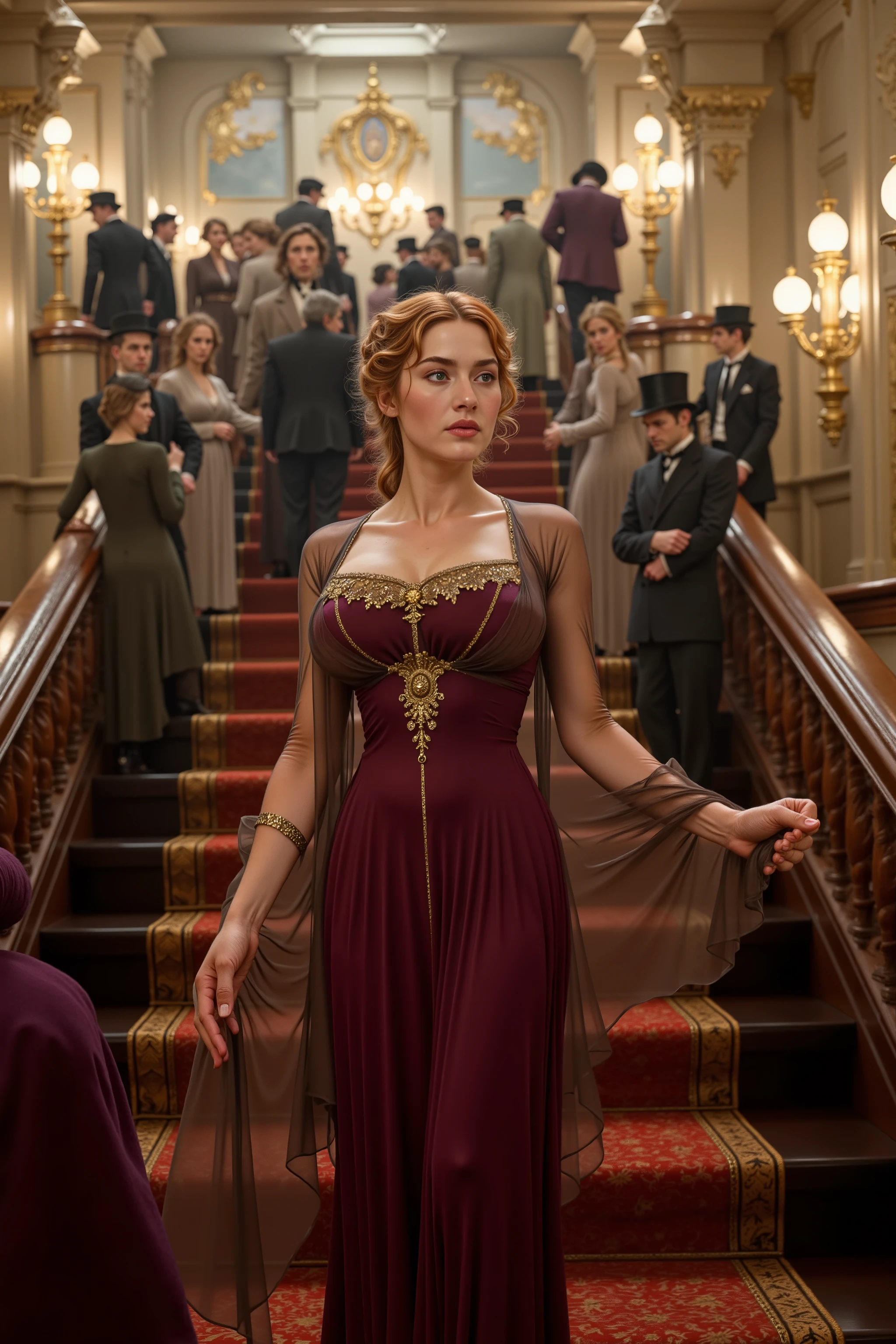 Photorealistic, realistic, boarding the titanic, kate winslet titanic