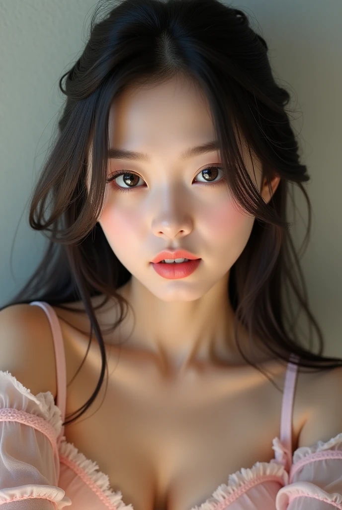 Slender Asian girl, kpop idol, ((latex), ((slave)), ((top quality, 8k, masterpiece: 1.3)), crisp focus: 1.2, beautiful woman with perfect figure: 1.4, highly detailed face and skin texture, detailed eyes, ((skinny)), beautiful face, symmetrical face, full-length, sexy, almost naked