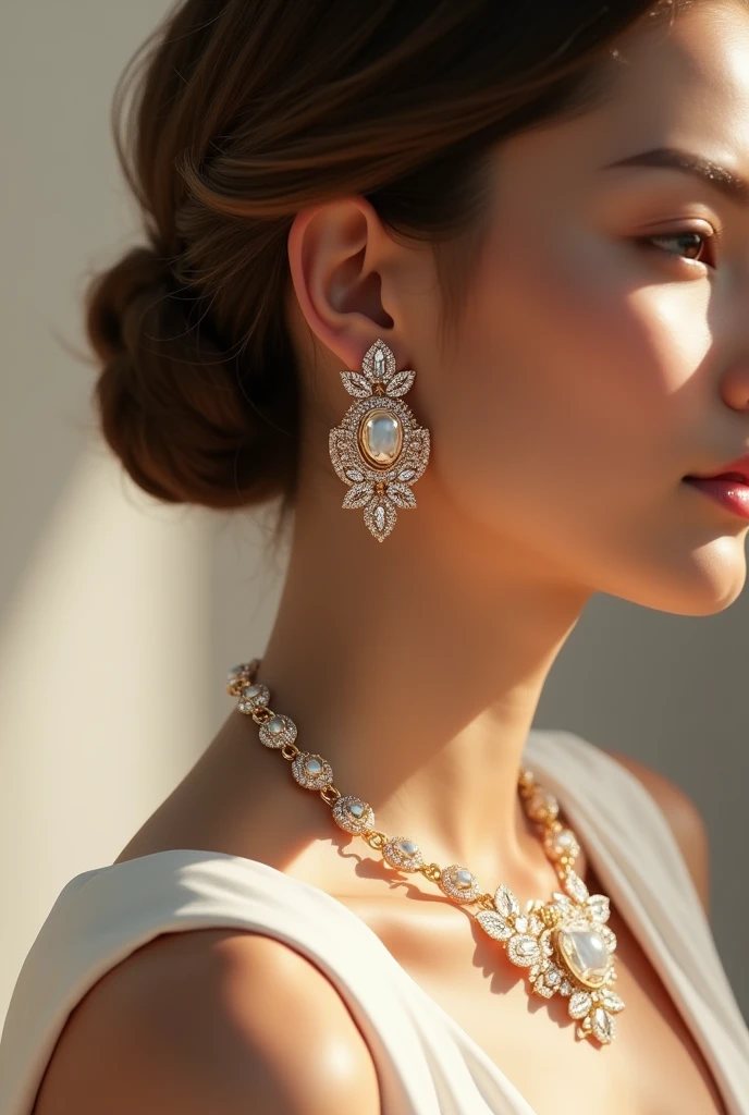 araffe woman in a red dress with a necklace and a necklace, diamonds around her neck, scarlett johansson, scarlet johansson, chaumet style, wearing elegant jewellery, scarlett johanson, wearing jewelry, annasophia robb, wearing many medallions, young scarlett johansson, wearing jewellery, luxurious neckless, kiernan shipka