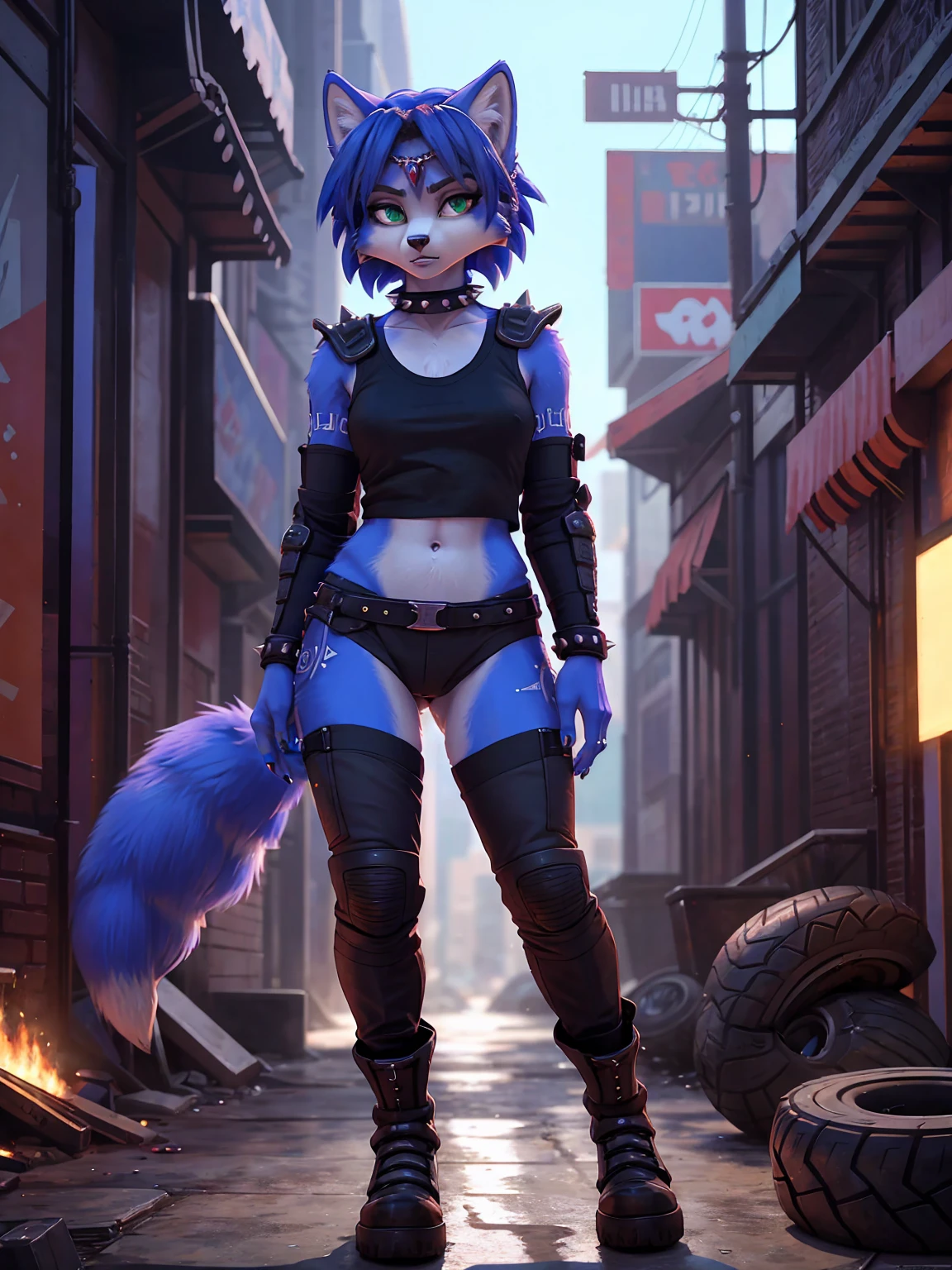 Androgynous,1boy, solo,fishnets,animal ears, skirt, crop top