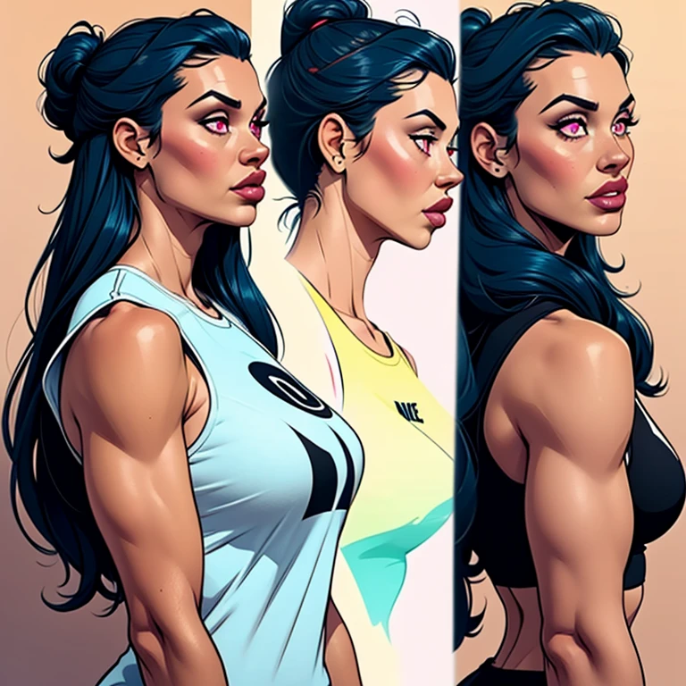 Beautiful character pose in dynamic love pose Jennifer Connelly with body in symmetry well defined body, delicado e sensual, estilo de desenho animado, digital illustration white background detailed art sensual eyes dating wearing intense hell clothes intense cold Turnaround sheet