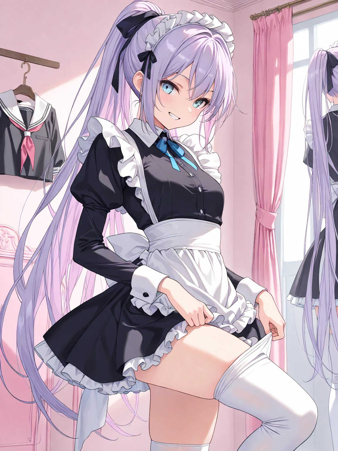 best qualityer，tmasterpiece，Ultimate resolution，downy，Extremely colorful，Colorful，Big high school girl，Lolita long dress， white stockings，Muffin shoes，closeup of face