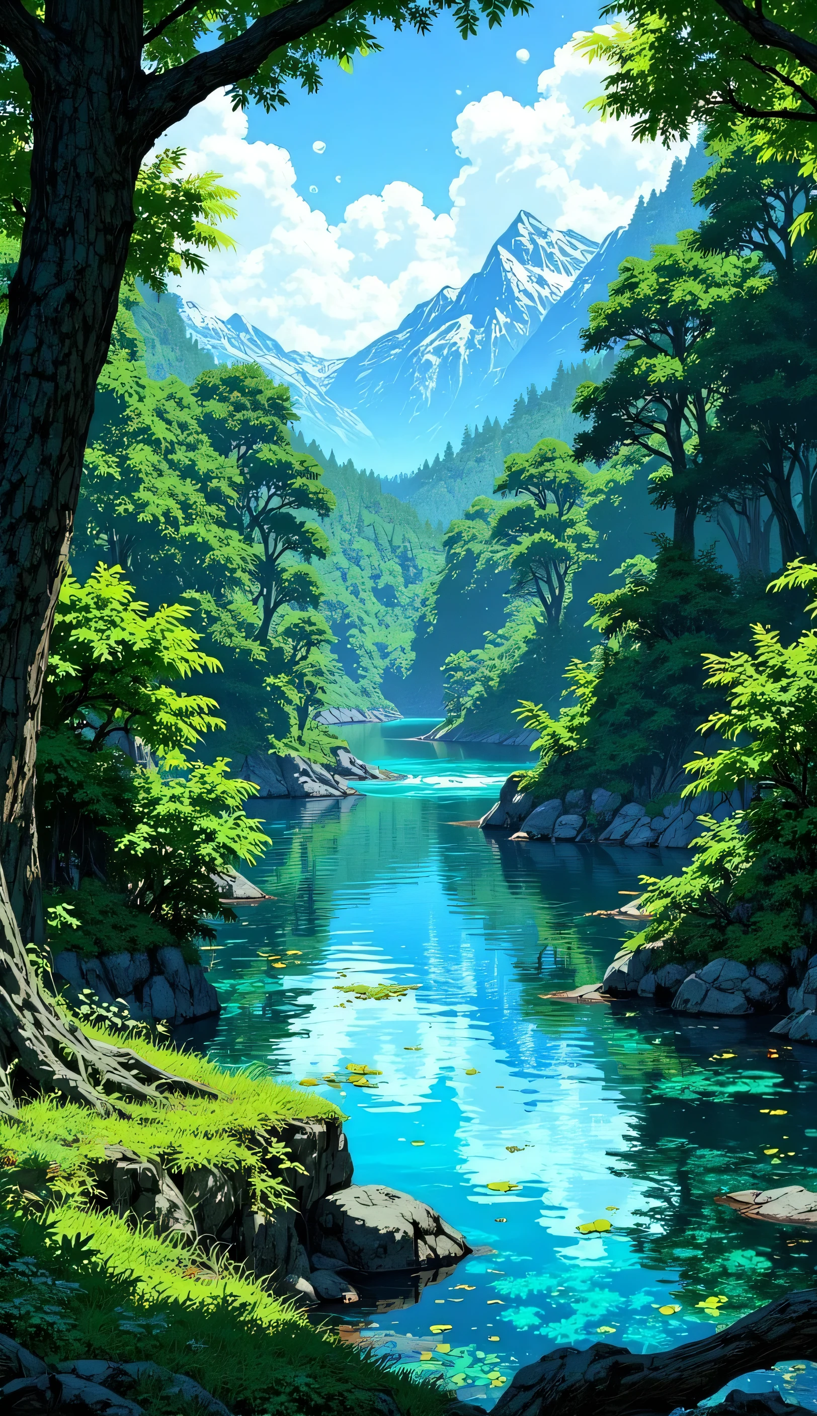 Beautiful river with trees around it.