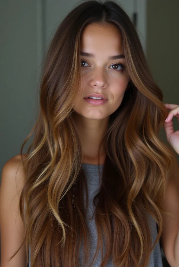 a woman with long hair and a white shirt posing for a picture, Portrait of Sophie Mudd, Brunette with dyed blonde hair, Jodi Bateman, Sydney Sweeney, Daniela Uurig, No makeup, wavy hair, nodded, Ellie Victoria Gale, Bernardini's Olivia, Sidney Hanson, Very beautiful face, Profile photo, Miranda Kerr, Gorgeous and attractive face