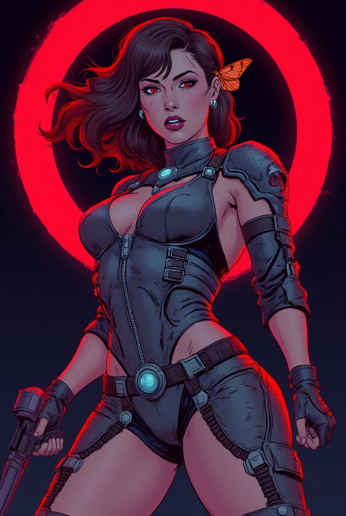 a full body shot of a woman (Holli Would) of transcendent beauty, crouching. holding a purple lightsaber. Very detailed face and skin texture, detailed eyes, double eyelids.