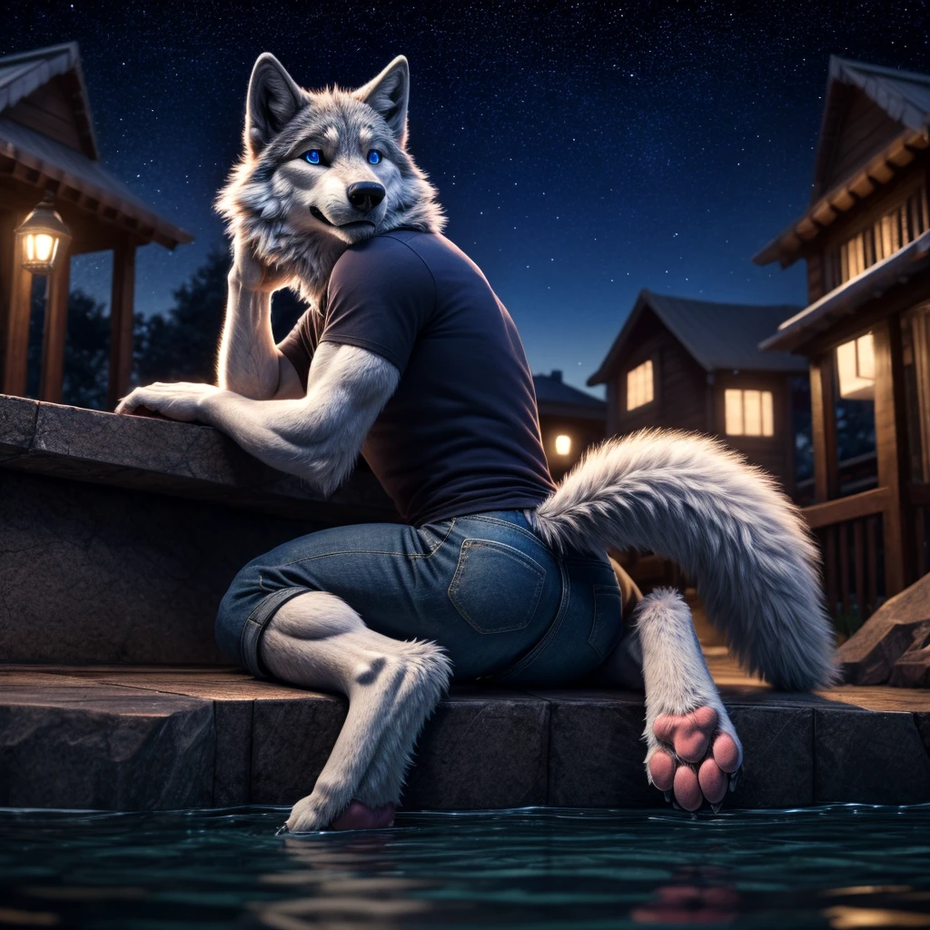 anthro, female husky, slim feminine body, home porch, relaxing, morning, casual nudity, (detailed lighting), fluffy tail, (detailed fur), sun rays, (detailed background), [detailed ambient light], [gray natural lighting], [realistic proportions], [explicit content], [sharp focus], ((masterpiece)), anatomically correct canine pussy, detailed canine pussy, black genitalia, black anus, bright summer day, well lit genitals, presenting anus, long slim legs, surrounded by people, detailed canine pussy, puffy anus, pussy focus, nostalgic style, smiling, pink areolas, 