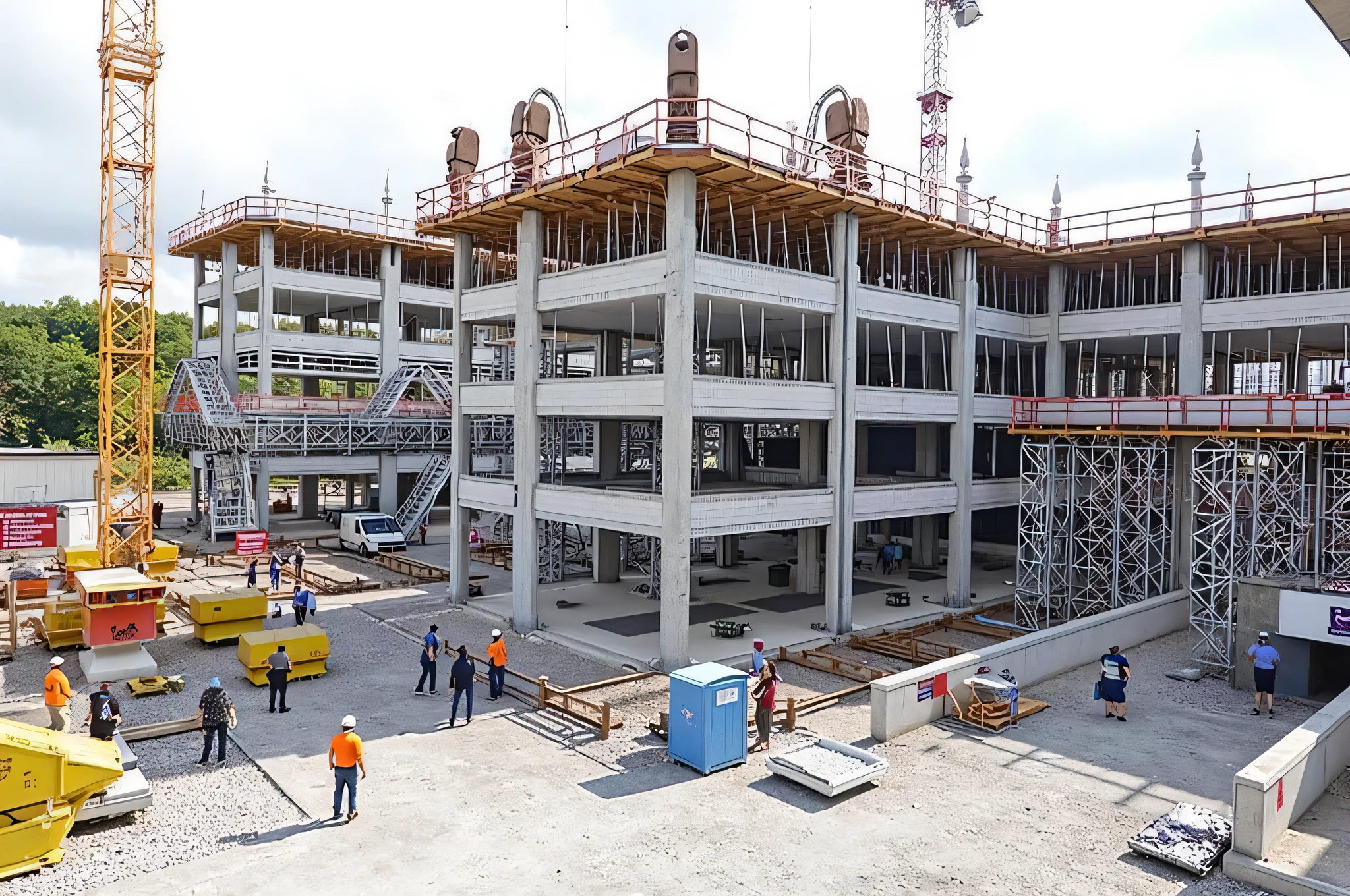 metal struts in a modern construction with a large wingspan