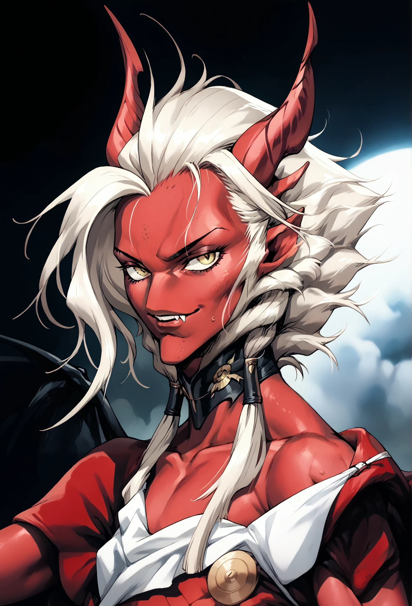 a Kalleran Jedi OC character,femboy,skinny,devil,maleficient,anthropomorphic,fur,androgynous,male focus,flat chest,red skin,a sexy physique,inspired by the style of Stargate, masterfully rendered with exceptional details and shining,light colors,Vanguard background and normal lighting.