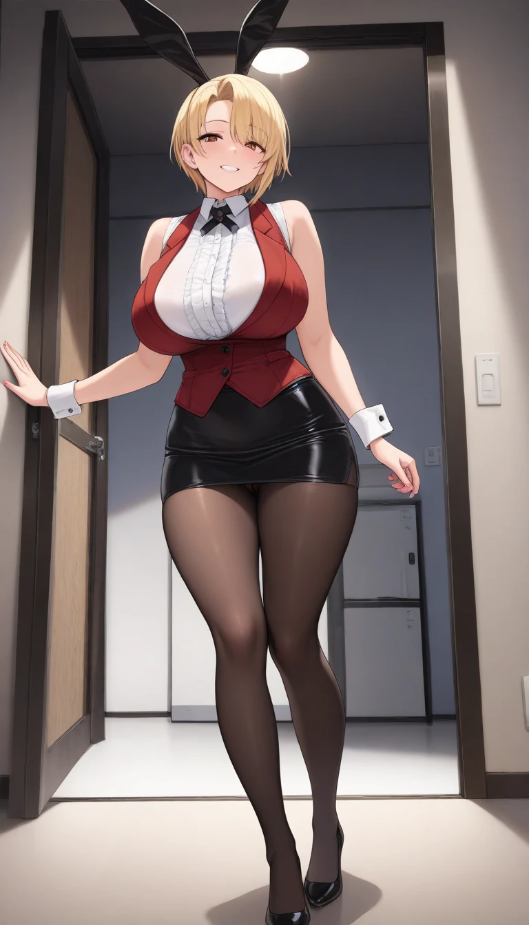 Real Girl，high-heels，gigantic cleavage breasts，