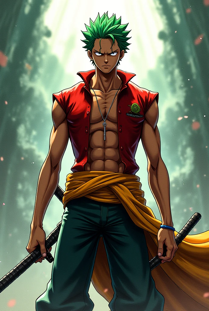 A bounty hunter unlike any other, in the style of the One Piece character, Monkey D. Luffy.