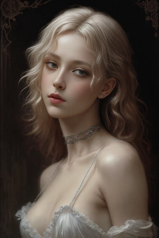 A Condessa, um personagem do jogo Paragon, She is a woman with a haughty and seductive appearance. She has pale, Almost translucent skin, dando-lhe um ar misterioso. Her long dark hair comes down to her shoulders, destacando ainda mais seu olhar penetrante e expressivo. His delicate face has angular features and a well-defined jaw, enhancing your strong and determined personality. Her lips are thin, mas sempre pintado com um batom vermelho intenso, which contrasts with her pale skin.Countess has a curvilinear figure with an average height. Ela usa um elegante vestido preto, que se encaixa em seu corpo, destacando sua figura. O vestido tem detalhes de renda nas mangas e bordas inferiores, trazendo um toque de sensualidade para o seu look. She wears long gloves up to her elbows, also in black, that add a touch of mystery and elegance to your look. standingn, ela usa botas de salto alto, which gives it an even more imposing posture