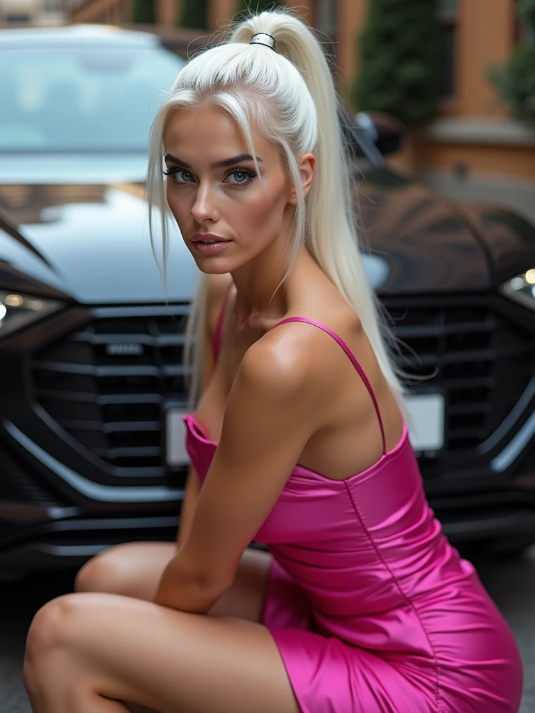 araffe in a red dress sitting in a car, sexy dress, sexy red dress, laced lingerie, sexy girl, lacey, very sexy outfit, instagram model, wearing sexy lingerie, sexy outfit, low cut dress, red lace, sexy look, cute woman, sitting in her car, gorgeous lady, looking hot, cute girl, 18 years old