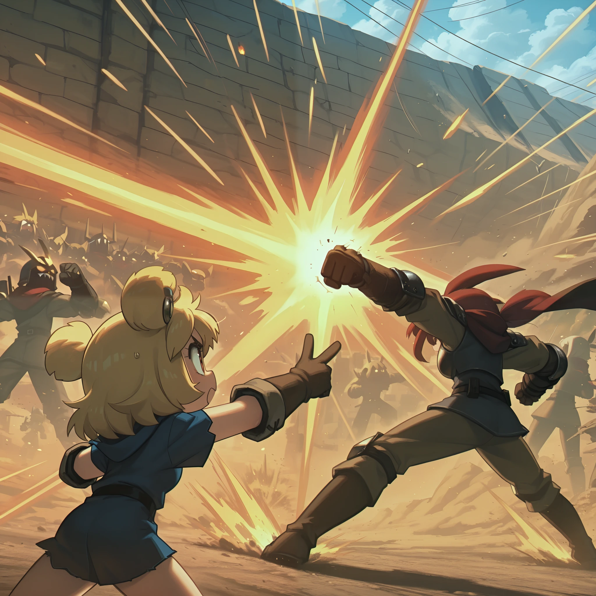 masterpiece, best quality, amazing quality, very aesthetic, high resolution, ultra-detailed, absurdres, newest, Anime screencap, highly detailed, high quality, hyper-Detailed, mistico_IL. BREAK.
1girl, solo, fight, comic, action, heroine, battle, strength, courage, determination, struggle, victory, adventure, journey, quest, mission, challenge, obstacle, enemy, villain, rival, opponent, conflict, clash, duel, combat, brawl, skirmish, confrontation, showdown, face-off, standoff, resistance, defiance, rebellion, bravery, valor, grit, tenacity, resilience, endurance, perseverance.