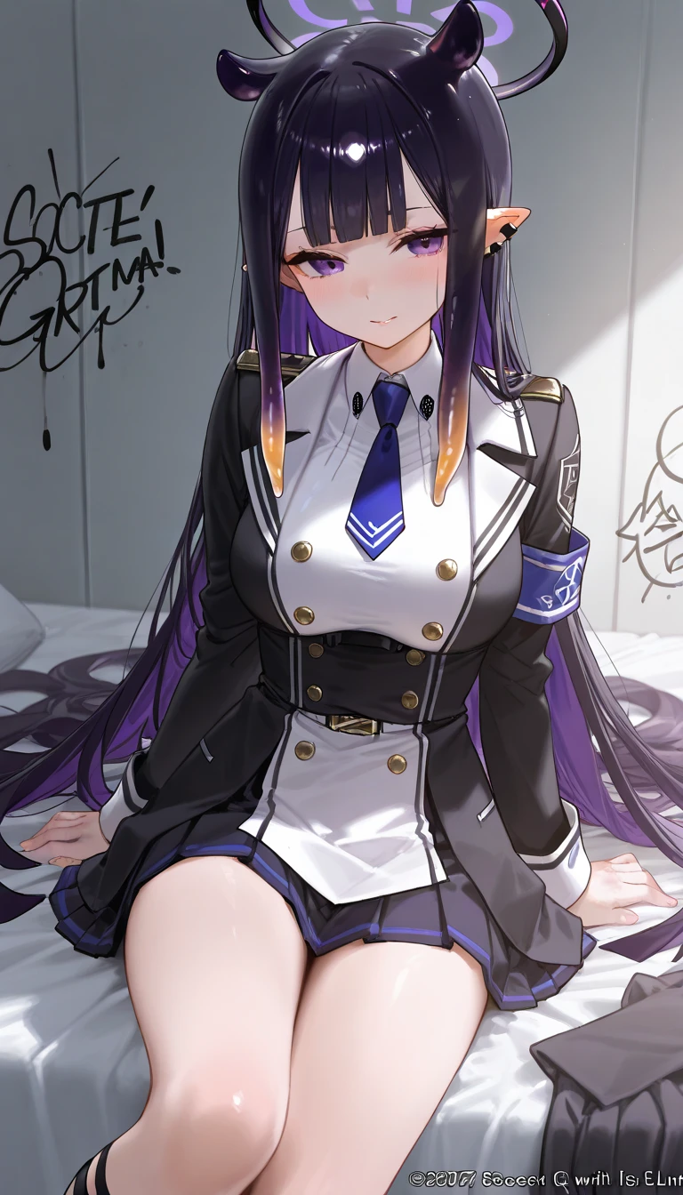 greys,Hair,purpleish color,s eyes,Ahoge,Blue Uniform,a girl in,spread your legs in an M shape,,