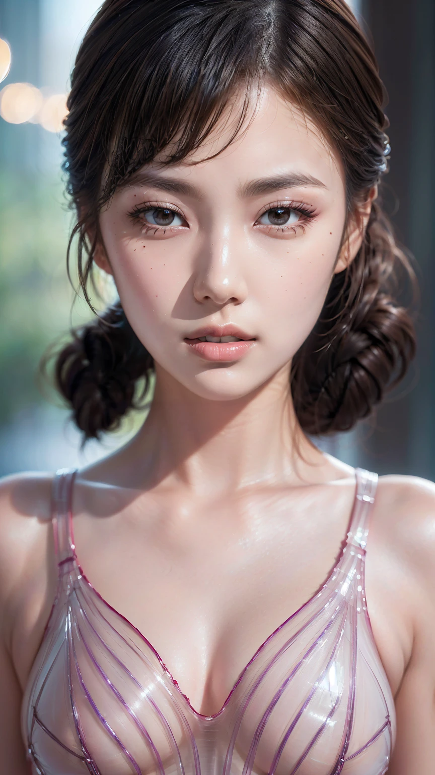 ((No NSFW)), UHD, 8K, ultra-realistic detail, masterpiece, best quality, high quality, highest res, [a close up] full body cowboy shot of a girl with a metal structure body, a hyperrealistic painting inspired by Peter Gric, zbrush central contest winner, hyperrealism, highly detailed surrealist art, hyperrealistic illustration, hyperrealistic surrealism, very intricate photorealistic, extremely hyperdetailed, hyper detailed art, insanely highly detailed artwork, hyperrealist highly intricate, thomas veyrat intricate. Girl's face in focus, shallow DOF. bare neck, bare collarbones, thin mouth, face light.