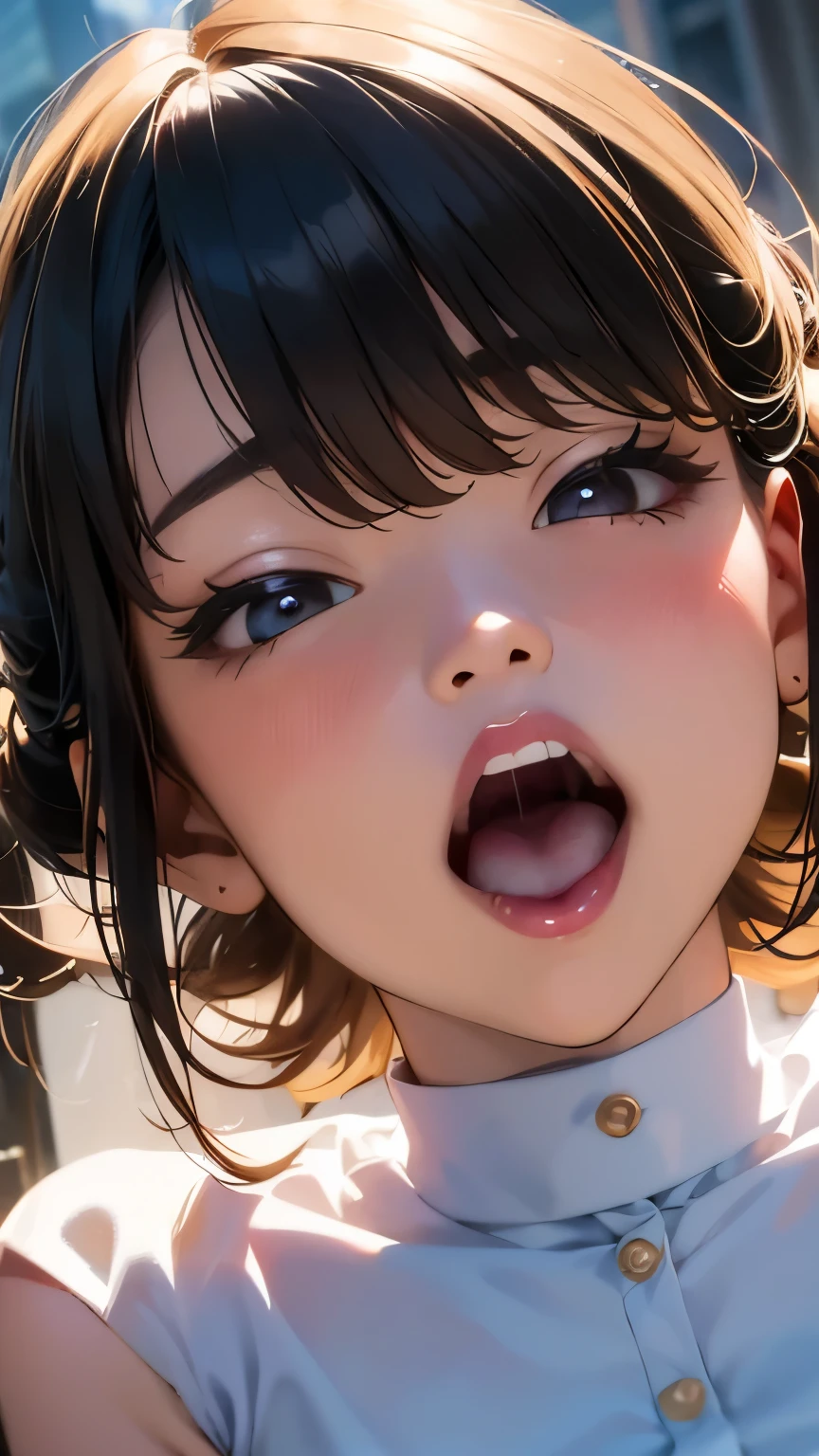 young woman、smile、(( Search 。 hairstyles are random ))、 blanking 、(( Masterpiece、 high image quality 、16k))、(( random design springwear))、(Very close:1.5)、EXPLORE THE CITY AT NIGHT 、( focusing on the upper body :1.5), Big Breasts, button gap , {pmbkk, }{realistic, }{ 1girl , }{open mouth, |}{Alone, |}{How in mouth, |}{looking at viewer, ||}{How, }{portrait, |||||}{tongue, ||||||||||}{close-up, ||||||||||}{facial, ||}{How on tongue, ||}{eyelashes, ||||||||||||}{nose, ||||||||||||||}{after fellatio, |||||}{upper teeth only, |||||||||||||||}{Alone focus, |||||||||||||||}{looking up, ||||||||||||||||}{hetero, |||||||||||||||||}{1boy , ||||||||||||||||||}{ penis, ||||||||||||||||||}{Uvula , |||||||||||||||||||}{ bukkake, ||||}{erection, |||||||||||||||||||}{oral invitation, |||||||||||}{half-closed eyes, ||||||||||||||||||||}{ saliva, ||||||||||||||||||||}