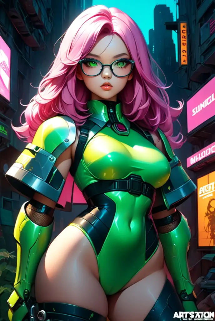 Hyper realistic super detailed sexy Mitsuri Kanroji, NSFW, Very detailed, expressions faciales sexy, seductive facial expressionace detail: 1.4): 0.4], 16K resolution, 4k resolution, dinamic lighting, High definition resolution, (sexy pose, Position attrayante), (hyper realistic: 1.4), (back light: 0.2), (sun light: 1), (pleine hauteur: 1.8),(contrasting background: 1.5), (Anatomy of the hyperrealistic arm), (Hyperrealistic anatomy of the legs), (peau propre), (lighting cinematic: 1.7), (intime), (Technologie NVIDIA RTX Ray Tracing), (Ventre plat parfait), (image couleur),Create a 4K resolution, ultra-realistic, and extremely detailed artwork featuring a Mitsuri Kanroji in a corporate office setting with a provocative style. Mitsuri Kanroji  the central character in the artwork. She stands in front of a big glass window of a modern office offering a cityscape view.

 ((Mitsuri Kanroji (demon slayer))), a girl with long green-pink gradient hair and green eyes, green hair, gradient hair, multicolored hair, long hair. Sha has a commanding presence. She has a provocative yet professional silhouette, with a tailored business suit that subtly emphasizes her figure. Her makeup  bold, with striking red lips and a gaze that demands attention.

She  dressed provocatively,  a bold fashion statement. yellow leotard, orange leotard, bare shoulders, a touch of glamour to her overall appearance. shy and faint smile