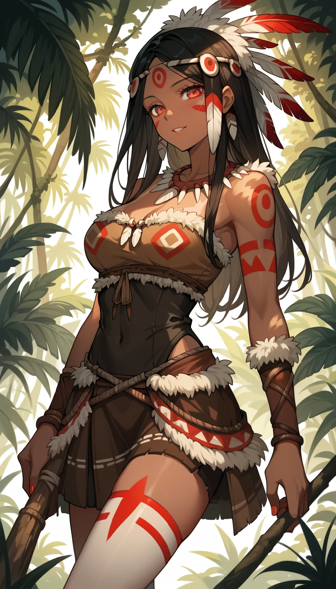 1 girl,Blushing,moaning, aroused, bending over, ((((female giant))),Giantess art, Giantess, The girl is 50 meters tall,((Full body shot)), ((Cute anime girl)), ((animal print swimsuit)), ((Tight Swimsuit)), ((mound of venus)), ((cameltoe)), 1 anime girl, ((Straight long black hair)), standing in the middle of a forest, towering over tall tress,(((Leaning forward))), ((looking to viewer)), ((front footage)), ((large breasts)), ((perfect legs)), ((thick thighs)), bending over a precolumbian city,in the middle of a tiny forest, a girl taller than aztec buldings, leaning over aztec buildings, ((tiny people under her))