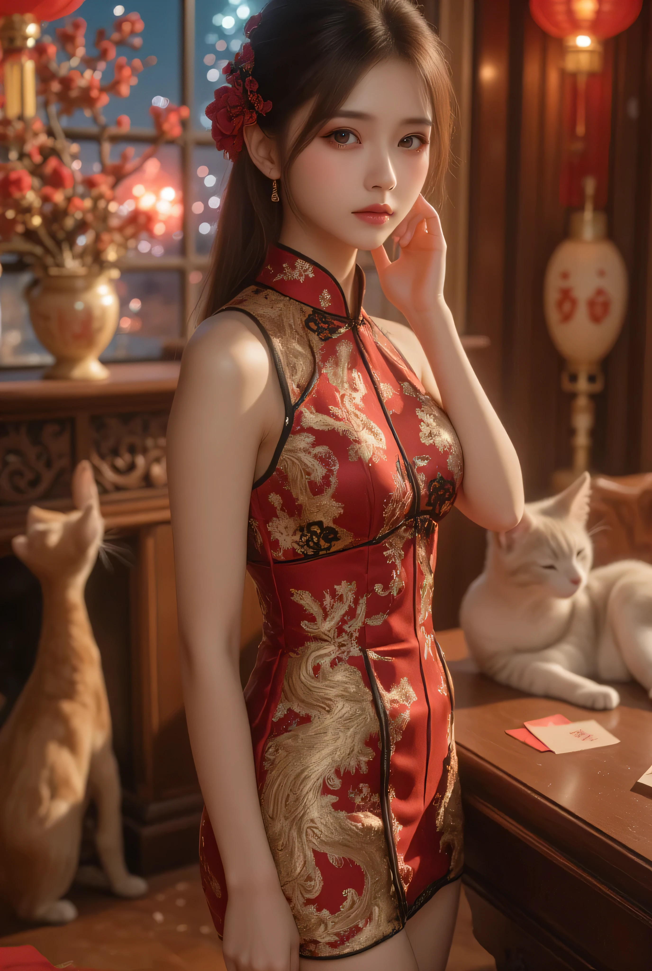masterpiece, best quality, making friends with the Chinese dragon, fun, happy, bright, loong,