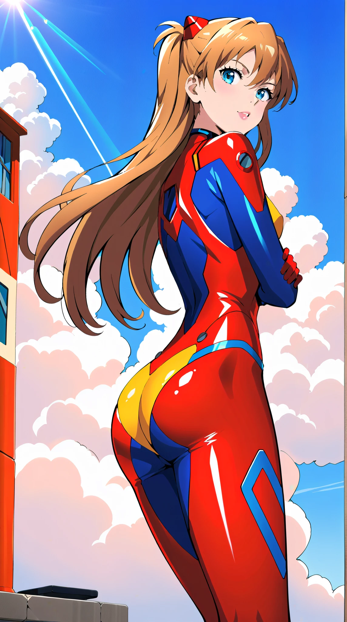 masterpiece, best quality, upper body, 1girl, superhero, leotard, bare legs, boots, matching boots, medium breasts, light particles, aura, blue aura, stand, standing, highleg, space backdrop, hand on hip, blonde hair, long hair