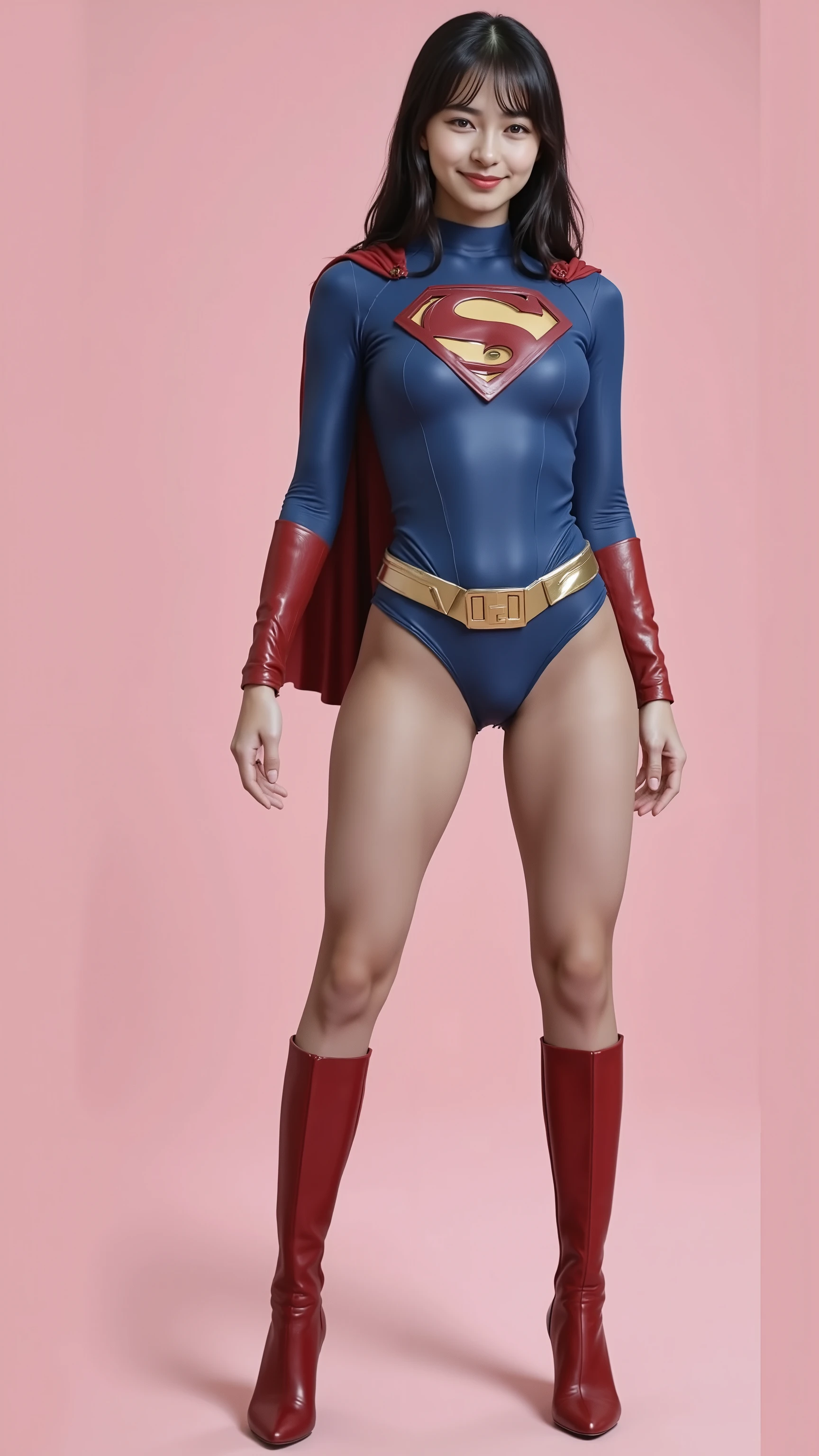 background 、((( express beautiful legs with black tights .)))、((( Legally express the beauty of your smile )))、(((( Make the most of your own original images )))、((( Supergirl Costume )))、((( Supergirl Costume )))、((( beautiful hair)))、(((A smile and a wink )))、((( wear black tights ....、Wear red boots)))、(( top quality、8k))、(( top quality、8k、 Masterpiece:1.3))、(((Save the background )))、 Strong concentration:1.2、 A beautiful woman with a perfect figure in a traditional Japanese room sitting on tatami mat :1.4、 slim abs :1.2、 wet body:1.5、 high-resolution face and skin textures 、8k