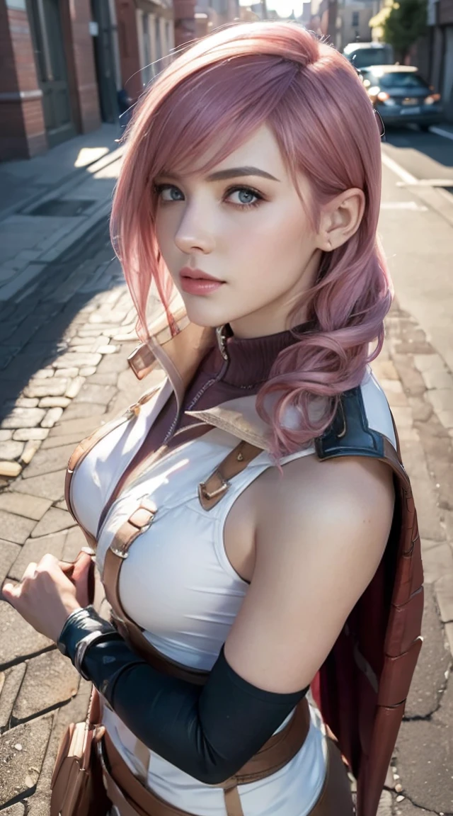 (masterpiece, best quality:1.4), (lie down on back:1.5), (upside-down:1.5), (1girl, solo:1.5), (european youth:1), lightning farron, sleeveless, shoulder armor, cape, skirt, fingerless gloves, (soft pink hair:0.5), (erotic smile), (erotic pose:1.2), beautiful face, highly detailed face, highly detailed skin, skin pores, (lie down on the grass:1.5), subsurface scattering, realistic pupils, medium breast, full face blush, full lips, detailed background, depth of field, volumetric lighting, sharp focus, absurdres, realistic proportions, good anatomy, (realistic, hyperrealistic:1.4), 16k hdr,