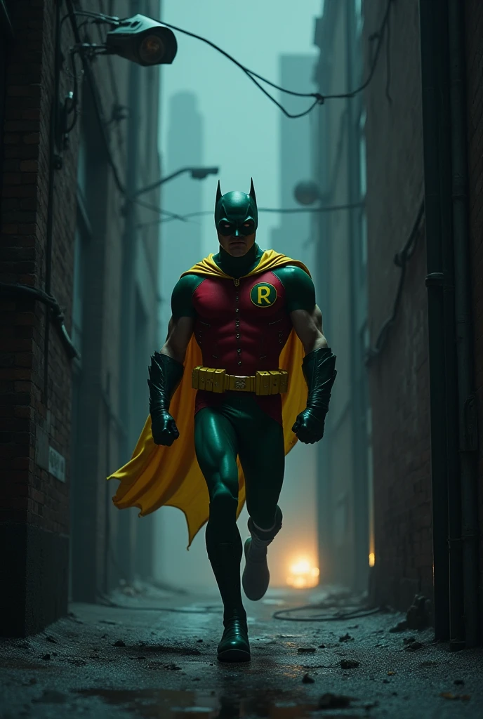 Go to Bing Image Creator, enter a prompt similar to:

Actor Joseph Gordon Levitt as Robin from Batman filmed by Zack Snyder, Robin suit, fighting against thugs, cape, mask, variant angles, captured with award-winning photography technique, cinematic, dark environment, bokeh, grainy, urban setting, blurry, IMAx, filmed with Kodak portrait 400, 200mm, f2.8, high resolution, teal filter