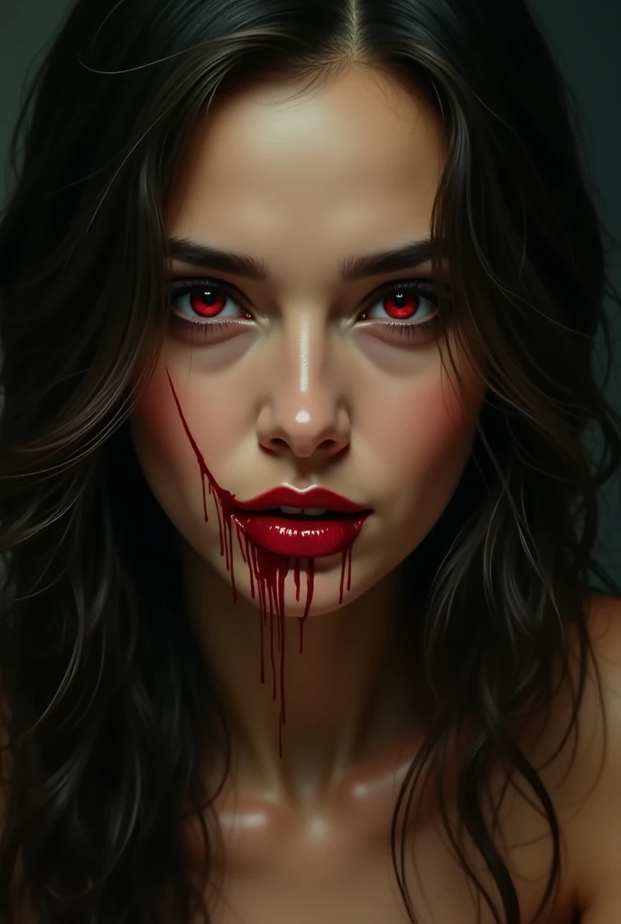 a portrait of vampire with a bloody tear coming down from he eye, an exotic beautiful female vampire, dynamic hair color, dynamic hair style, ultra detailed face, best detailed face, dynamic eye color, ((1single red teardrop, teardrop made of blood coming down from the eye: 1.3)), Ultra-high resolution, High Contrast, (masterpiece:1.5), highest quality, Best aesthetics), 16K fantasy art, best details, best quality, highres, (ultra wide angle: 1.2), 16k, [ultra detailed], masterpiece, best quality, (extremely detailed), dark novel, crying style