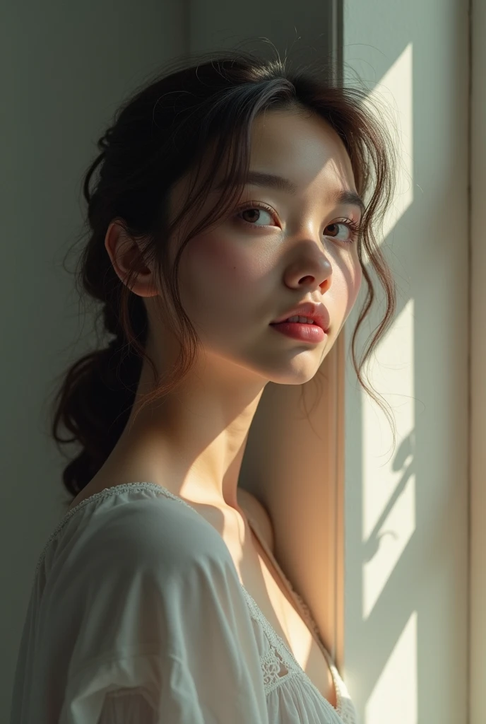 Delicate facial features,Nice face,Super detailed details,white,Sense of light and shadow