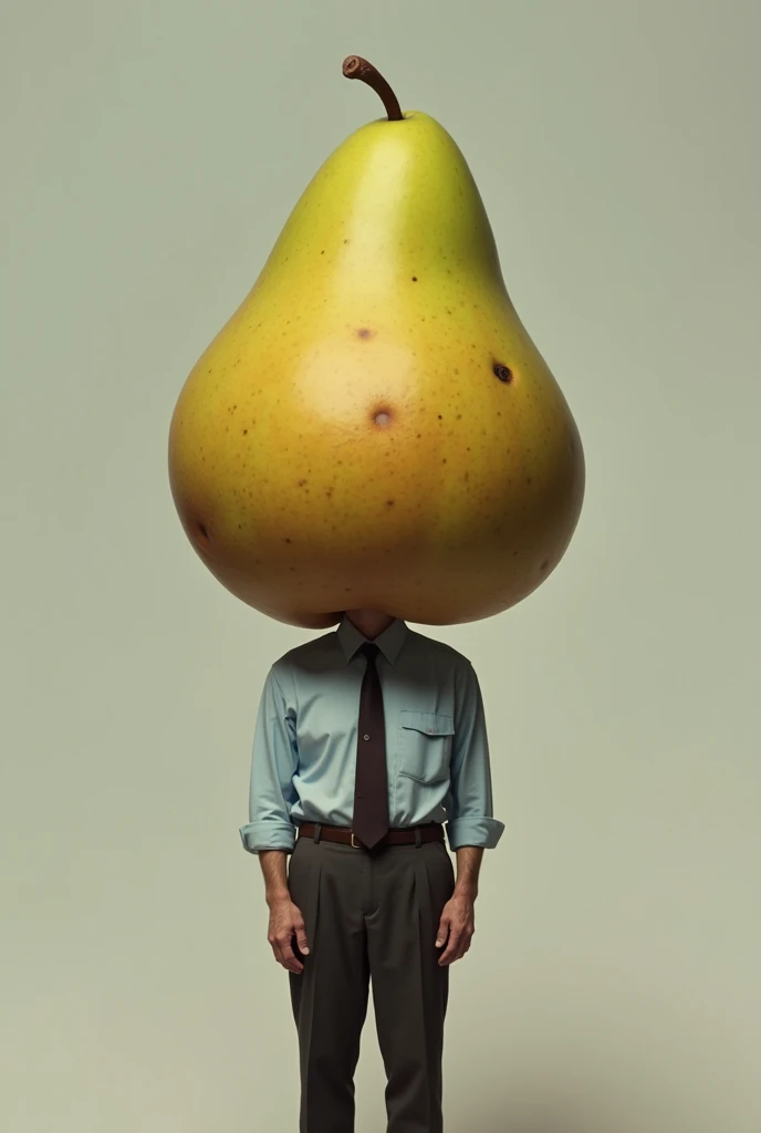 there are two pears that are sitting on a person's back, insanely toned thighs, his head is a pear, pear for a head, big pear-shaped head, gary oldman as a pear, human-like juicy peach, oversized_rear end, pear, hyperreal photo, biggest hips ever, pears, he has his back turned, back view