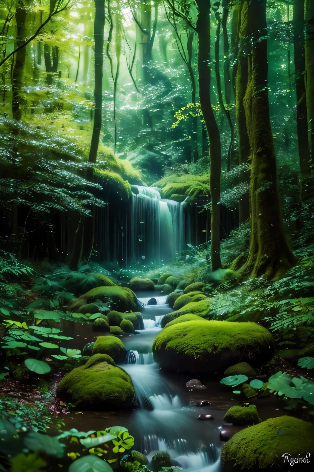 a whimsical forest, mystical forest, fantasy forest, lush green foliage, magical atmosphere, ethereal lighting, mystical creatures, floating orbs, glowing mushrooms, vibrant colors, fairy tale, dreamlike, soft focus, (best quality,4k,8k,highres,masterpiece:1.2),ultra-detailed,(realistic,photorealistic,photo-realistic:1.37),digital painting, concept art