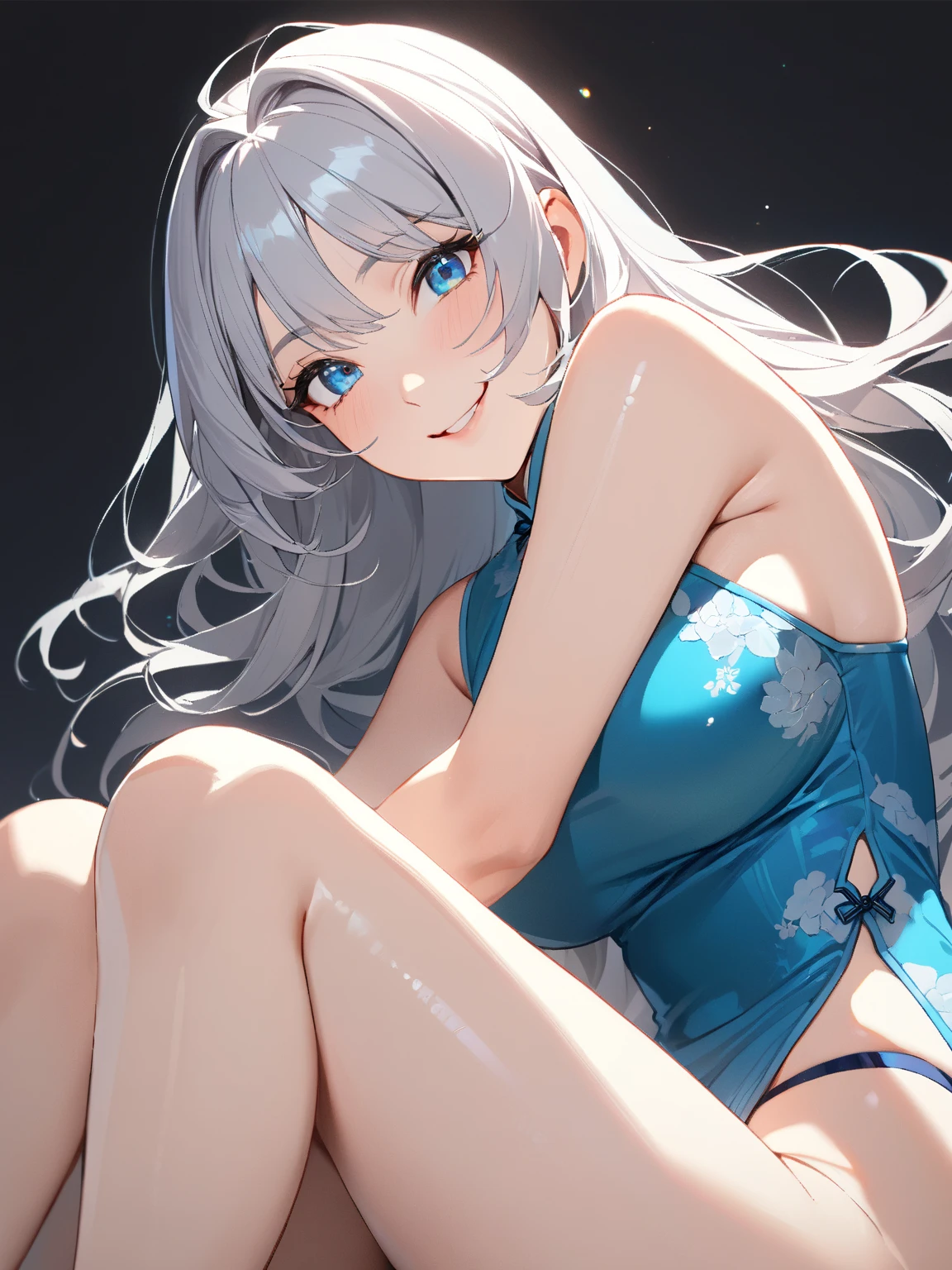 White gradient background ( Girl whole body :1.7) , squat legs,, (Beautiful and exquisite light blue eyes),,1 small breasted girl,Anatomically correct,Rabbit-shaped head ornament,Fine hair in short pigtails,smile,One piece swimsuit , pantyhose ,Strappy sandal heels for small feet with attention to detail ,Perfect Proportions,Highly detailed face,(The best quality at its best,High detail,masterpiece,Official Art,Cinematic lighting effects,4K