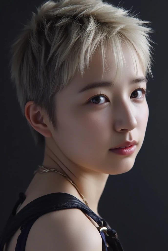 masterpiece, best quality, High resolution, 1 girl, Colored hair, Hair covers one eye, Red hair, multicoloRed hair, long hair, Purple Eyes, Two-tone hair, hair tie, earphone, white hair, , Bangs, very long hair, Medium breasts, Black skirt,(Huge breasts:1.2),Moist skin