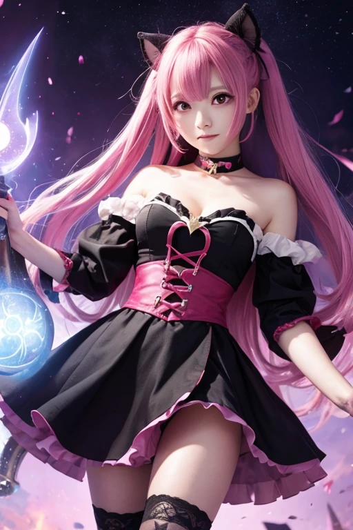 beautiful sexy woman who controls poison、beautiful smile、lipgloss、professional makeup、full body Esbian、、sparkling poisoned flower costume、、、、sparkling Colorful hair、secrete poison、skull hair accessories schnet tights、flowers background