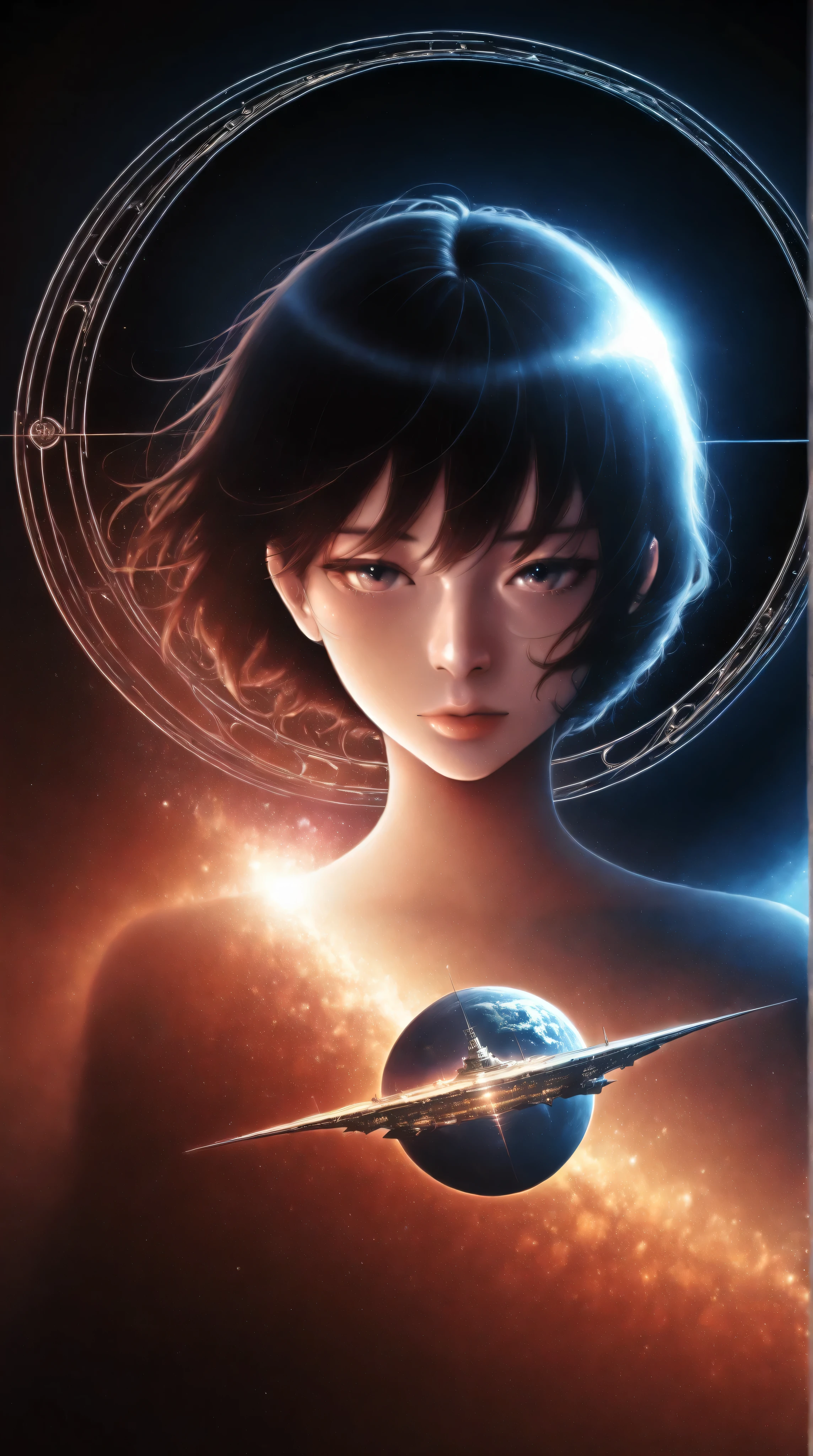 ((best quality)), ((masterpiece)), (detailed), perfect face, surreal, art nouveau, in the illustrative style of moebius, spaceships, aliens, fantasy, sci-fi, graphic novel, line drawing, french retro,
