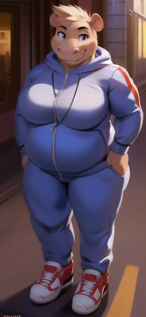 bear, 1girl, ((middle breast)), ((purple fur)), ((white belly)),  ((huge butt)), ((belly stuffed)), ((has a stomach ache)), ((standing)), ((black pantyhose)), ((police officer)),