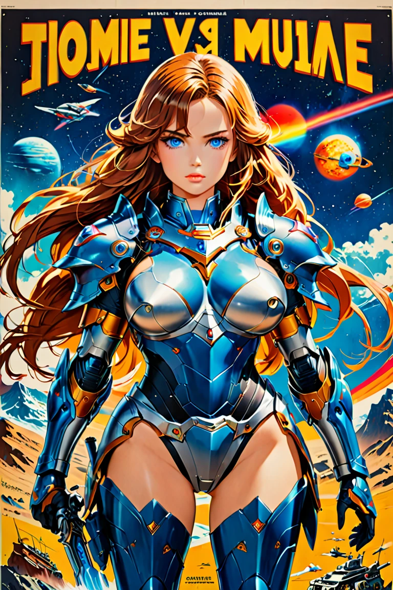 ((masterpiece, Highest quality)), 32K Wallpapers, Very detailed, posters, Vintage science fiction, 1960s,(((space thriller cinematic movie posters))), (Bauhaus), shape,Abstract, Midcentury Modern, movie posters, Vintage, A woman fused with a robot,アニメ,1970s,Halftone,Speech bubble,Milky Way,(superhero),((portfolio,close)),Cyborg of the Future,Combination of machine and woman,Space,Cyborg Lady,Big Breasts,????? nipples,