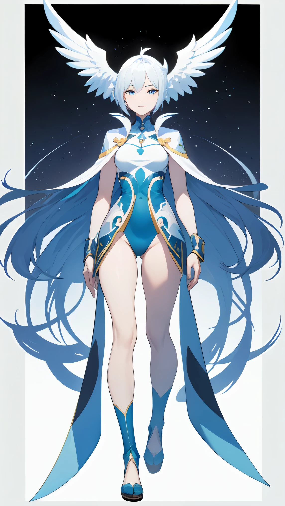((((ultra illustrated style:1.0)))),best quality,best animated,masterpiece,monochrome, 1girl, solo, white background, looking at viewer, simple background, blue theme,full body,standing, <lora:monochrome:0.7>