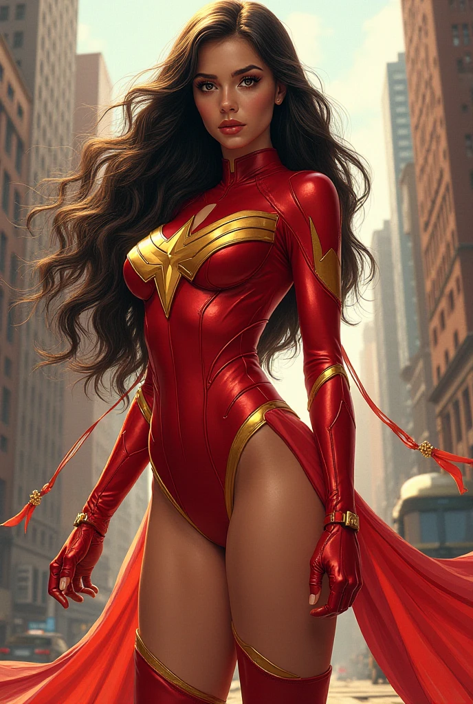 make an anime style art of a beautiful Supergirl