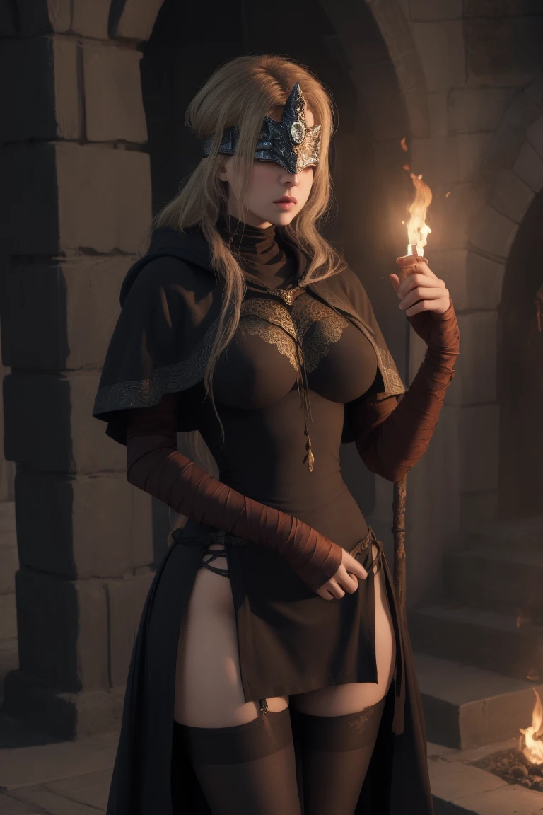 a beautiful mystical elfa sorceress, modest, wearing an old dark hooded cloak, white hair, deep dark eyes, tan skin, brave warrior, ambitious, not very friendly, orphaned thief, detailed face, (best quality,4k,8k,highres,masterpiece:1.2),ultra-detailed,(realistic,photorealistic,photo-realistic:1.37),vivid colors,dramatic lighting,dark fantasy,concept art,digital painting
