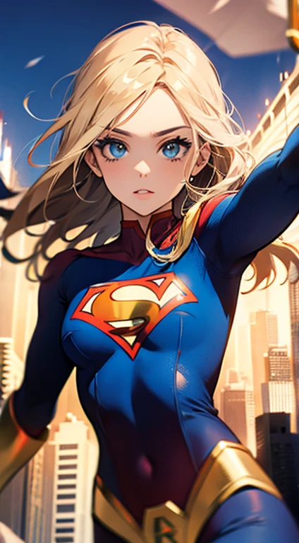 (8k),(masterpiece),(Japanese),(8-year-old girl),((innocent look)),((Childish)),From the front,smile,cute,Innocent,Kind eyes,Flat chest,Hairless vagina, Cameltoe,bRed Cape, Supergirl Costume,semi-long,Hair blowing in the wind,Blonde Hair,Strong wind,night,dark, Neon light cyberpunk city
