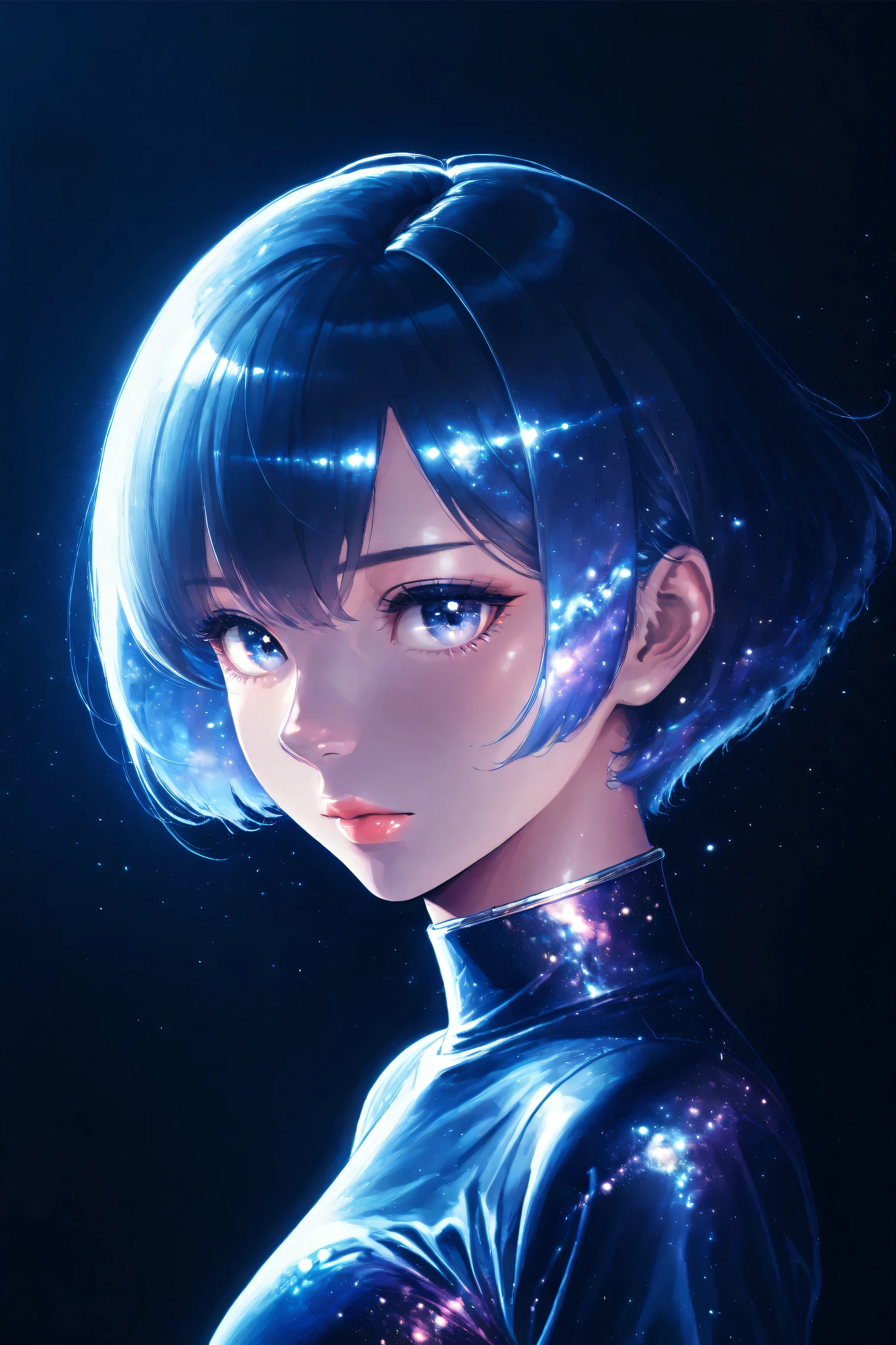 ((best quality)), ((masterpiece)), (detailed), perfect face, asian girl, surreal, sexy space clothes, in the illustrative style of moebius, spaceships, aliens, fantasy, sci-fi, graphic novel, line drawing, french retro,