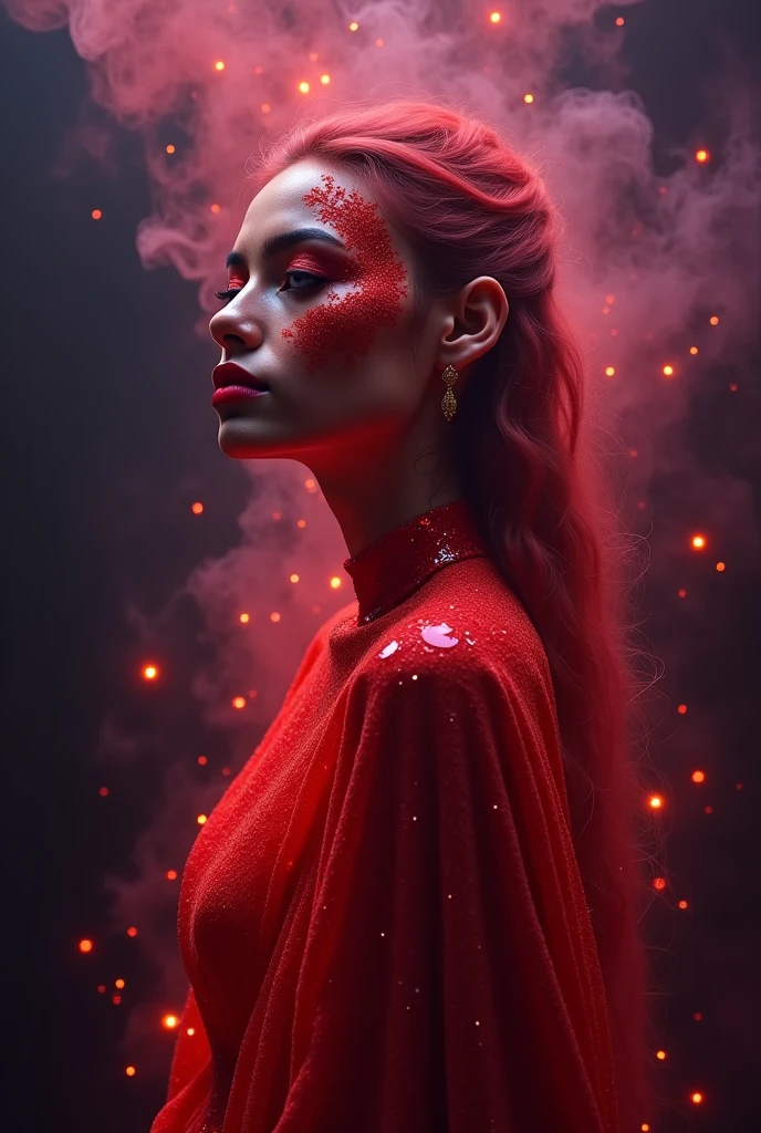 A cinematic dark fantasy image logo of name"spicy " in a bold, elegant font. The background is dark, violet with gray and gold smoke. A mesmerizing 8K masterpiece by captures an pepper with an enchanting aura.Of goddess She is adorned with a captivating, glowing vintage design. Background of violate light background red pepper