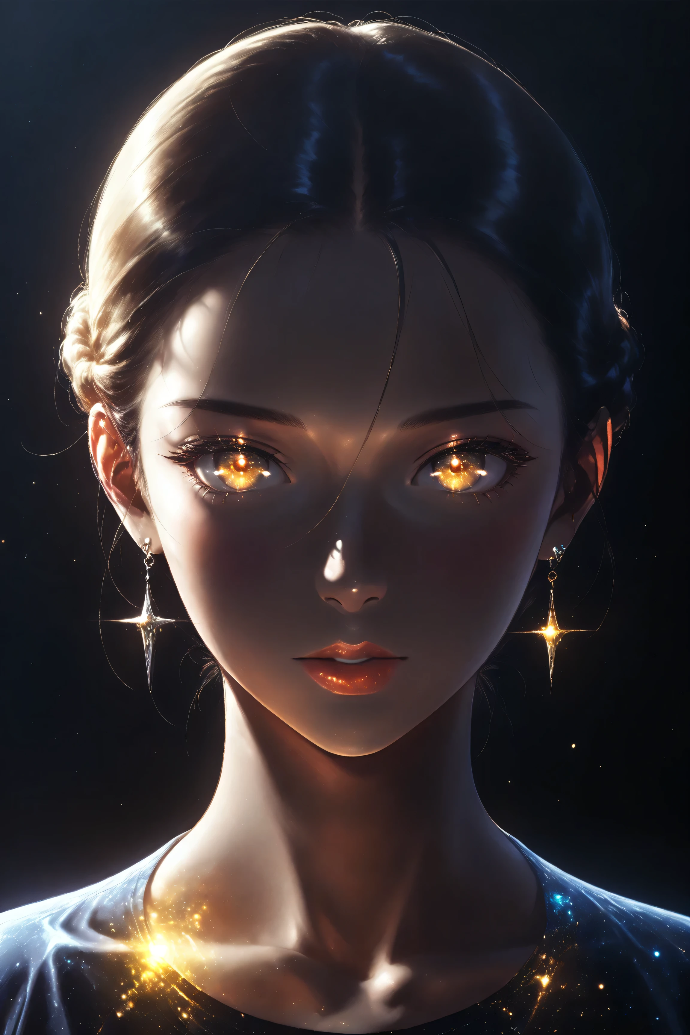 ((best quality)), ((masterpiece)), (detailed), perfect face, asian girl, surreal, sexy space clothes, in the illustrative style of moebius, spaceships, aliens, fantasy, sci-fi, graphic novel, line drawing, french retro, glowing gold eyes, eyes like diamonds,